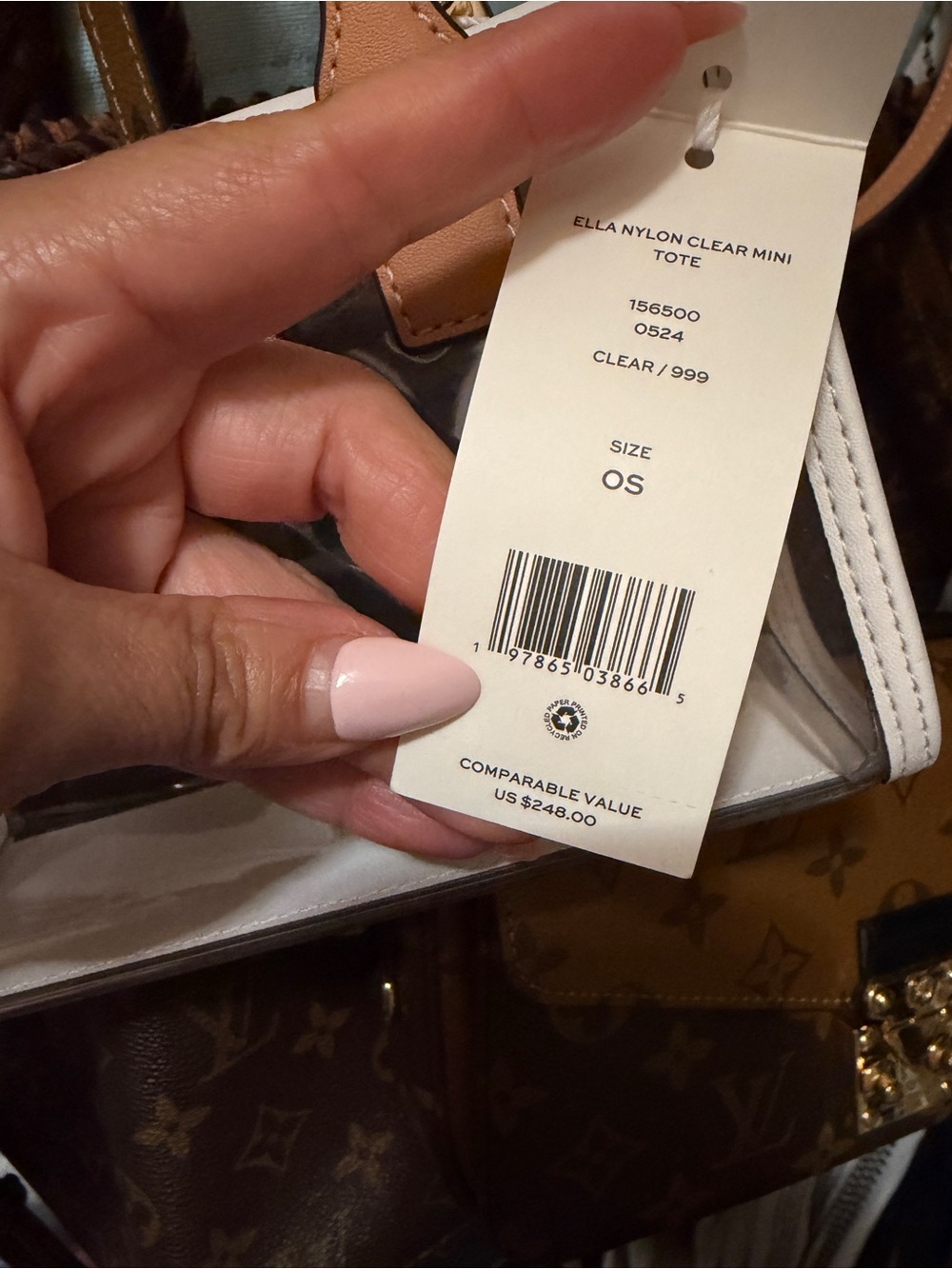 Tory Burch Clear Mini Satchel with White & Tan Trim - Picture 2 of 3
